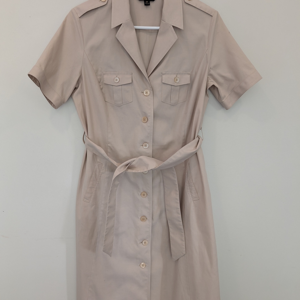 Brooks Brothers Beige Button-Front Shirt Dress